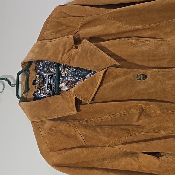 Retro 90's Guillaume Tan/Camel Suede Women's Blazer/Jacket With Paisley Lining - Picture 3 of 13